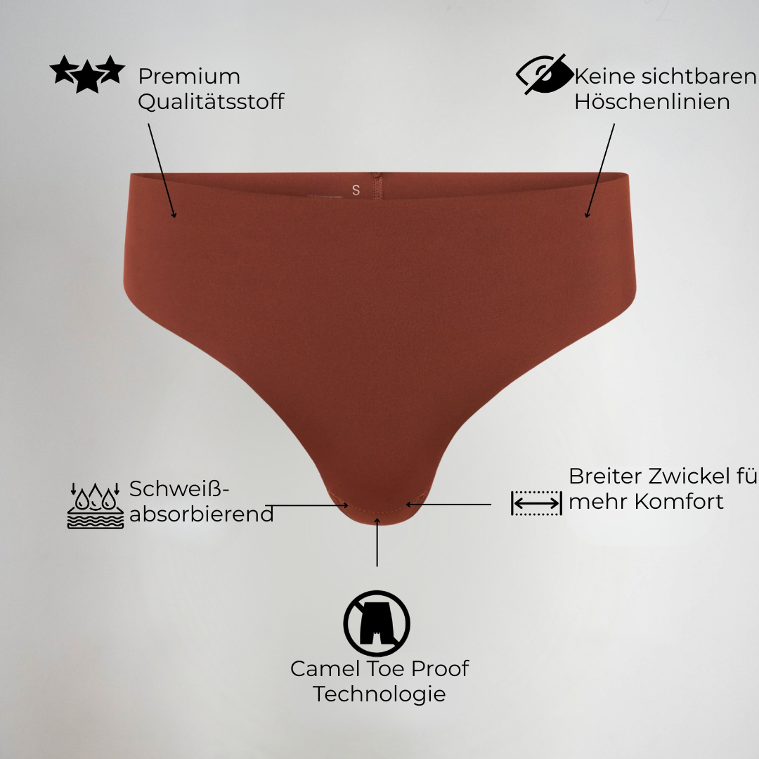 Unsichtbarer String mit Kamelzehe und hoher Leibhöhe