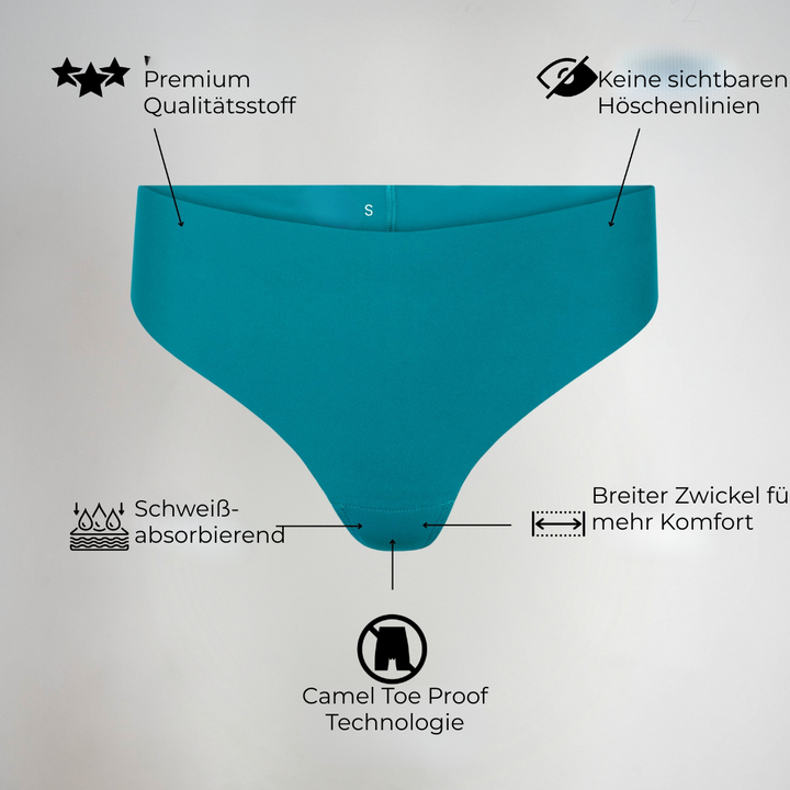 Unsichtbarer String mit Kamelzehe und hoher Leibhöhe