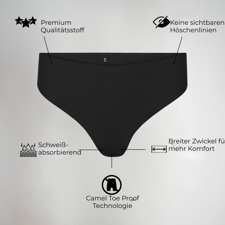 Unsichtbarer String mit Kamelzehe und hoher Leibhöhe