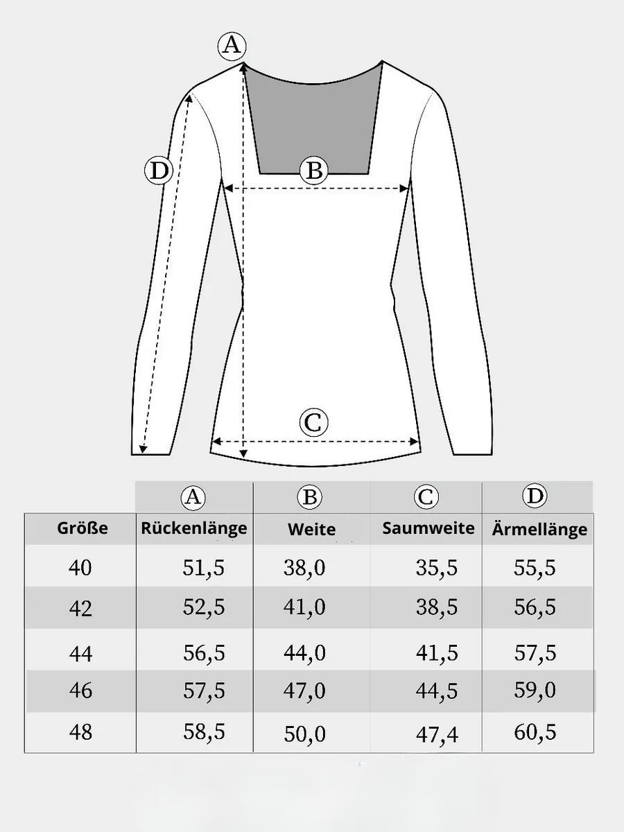 Langarm-Body mit quadratischem Ausschnitt