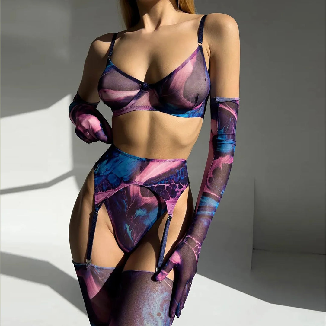 Serena | 5-teiliges Tie Dye Dessous Set